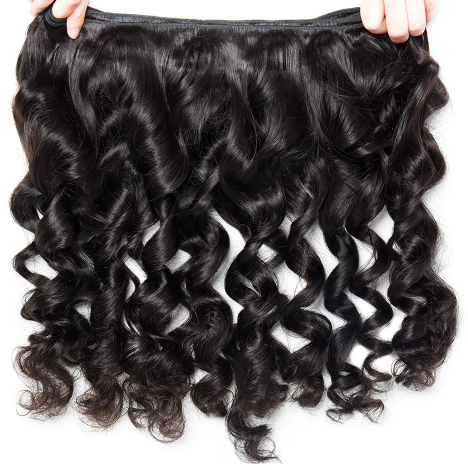 Brazilian curly human hair on a white background