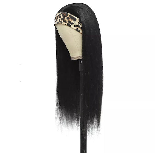 Human Hair Straight Head Band Wig