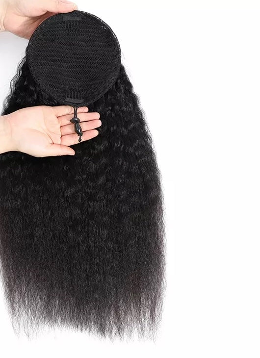 Human Hair Kinky Straight Pony Tail