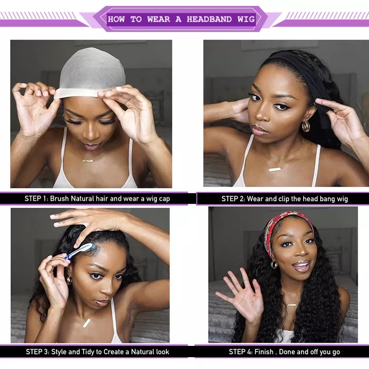 Human Hair Straight Head Band Wig